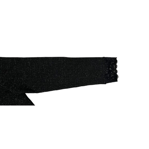 Logo Lori Goldstein Womens Lace Trim Sweater Top L Black Recycled Polyester - Picture 6 of 7